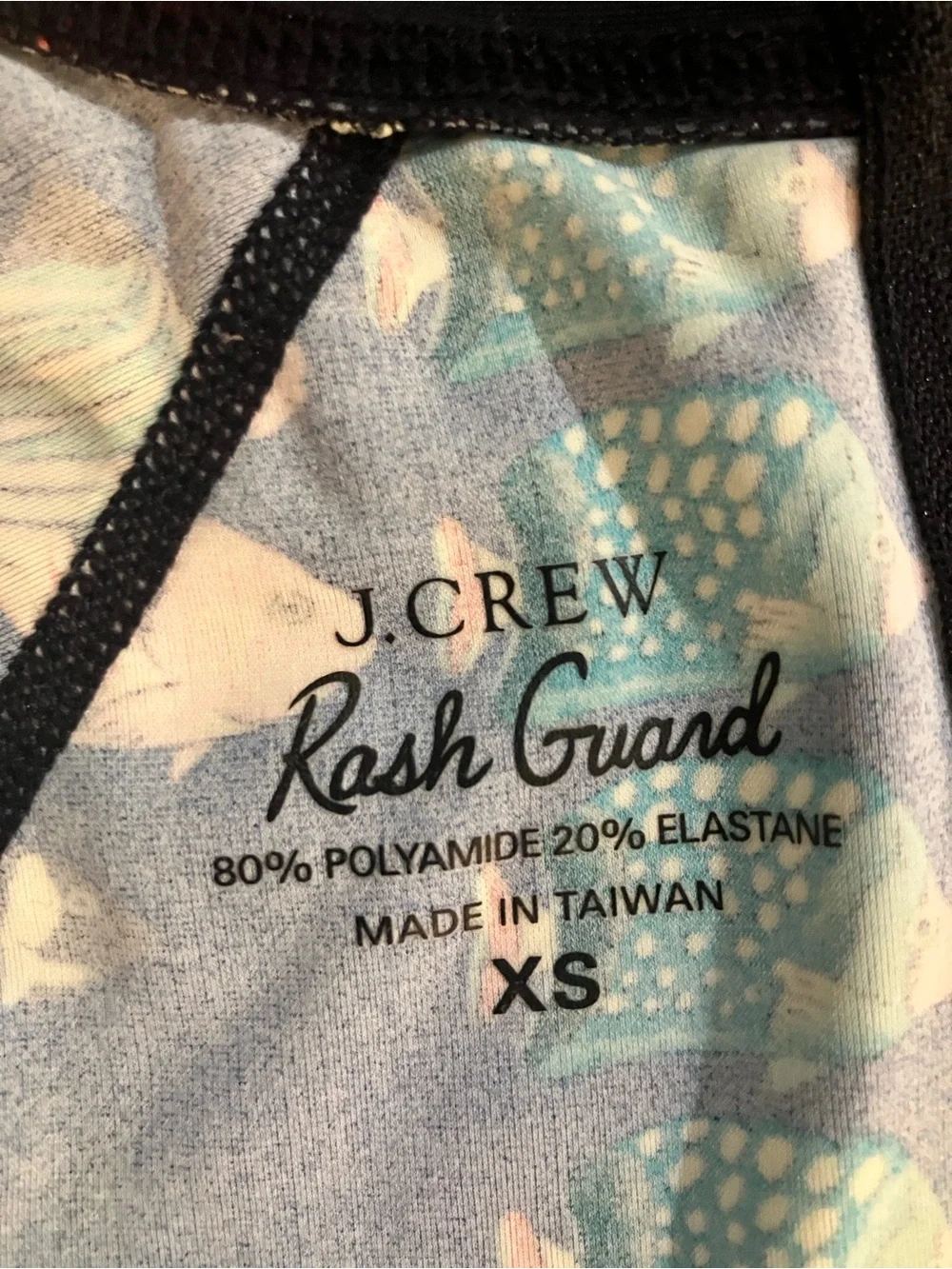 J. Crew Navy Rash Guard with Multicolor Fish Print - Picture 2 of 2